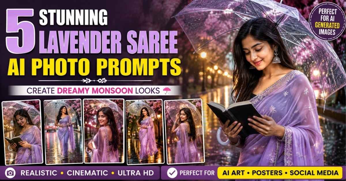 Lavender Saree AI Photo Prompts